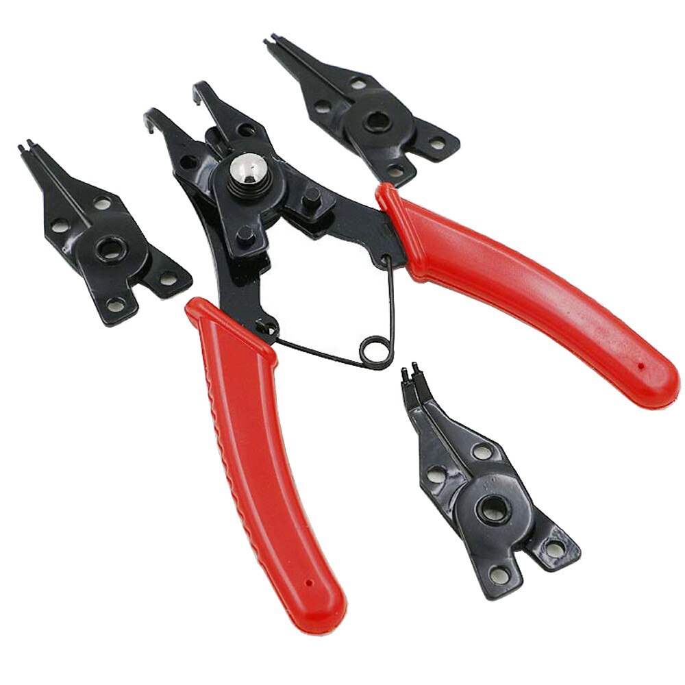 4 in 1 Set Multi Crimp Snap Ring Pliers Multifunction Pliers Tool Internal External Ring Remover Retaining Circlip Plier45#: Yellow 