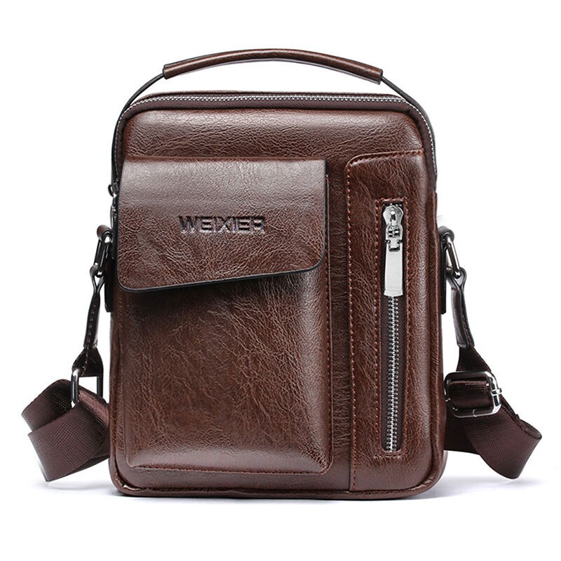 Mannen Tassen Schoudertassen Crossbody Tas Multifunctionele Mannen Handtassen Capaciteit Pu Lederen Tas Voor Man Messenger Bags Tote tas: Coffee