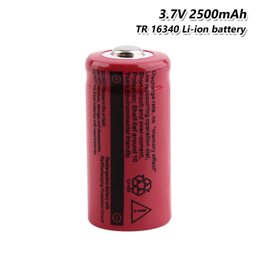 16340 li-ion Lipo battery 2500mah 3.7v cell For Torch Electric Car Toy Torch LED Flashlight Rechargeable GIF 16340 Battery: 1 Pc