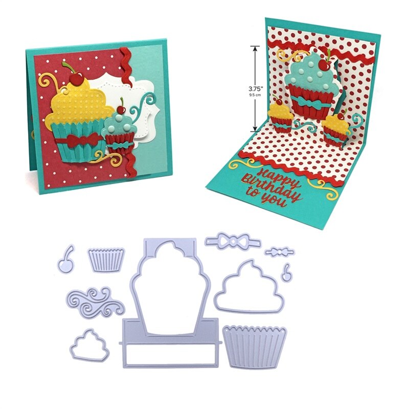 Pop Up Spinner Cupcake Flap con cierre animales frases nuevos troqueles de corte para arte de colección de recortes confección de tarjetas 04: K 17