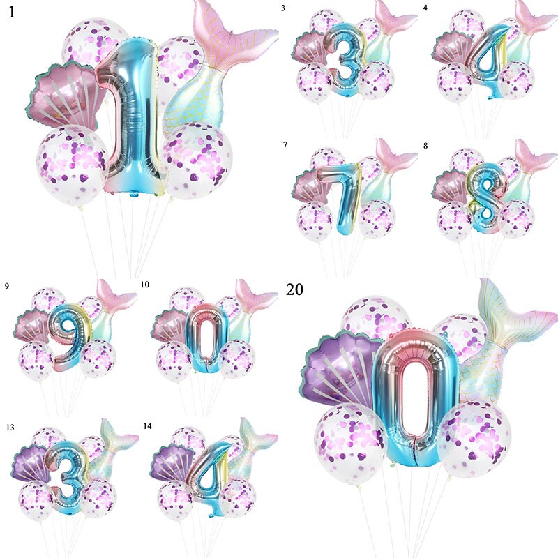 Birthday Party Balloon Decoration Mermaid Birthday Party Decor Number Balloon Decortion For Kids Little Mermaid Party Balloon