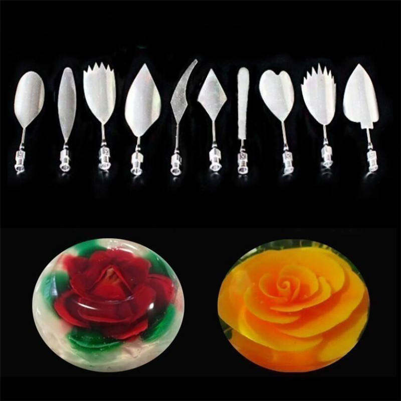 10PCS Flower Jello Jelly Art Needles Tools Jelly Cake Gelatin Pudding Nozzles Cake Dessert Tools Baking Pastry Decor Tips Tool