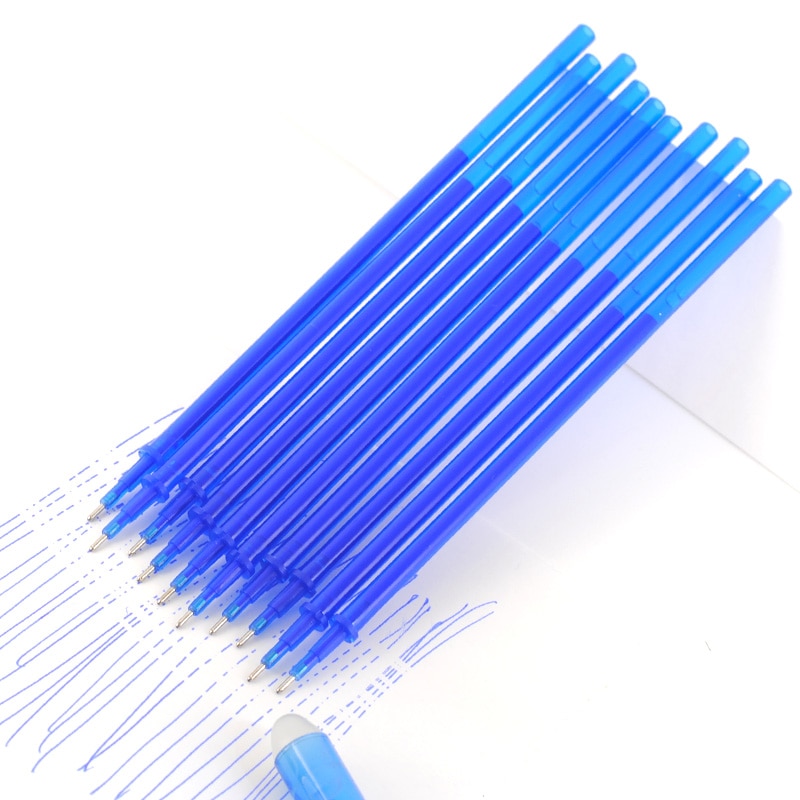 1 stk sletbar kuglepen  or 10 stk sletbar refill sæt stil vaskbar brevpapir penne skole kontor 0.5mm blå blæk gel pen