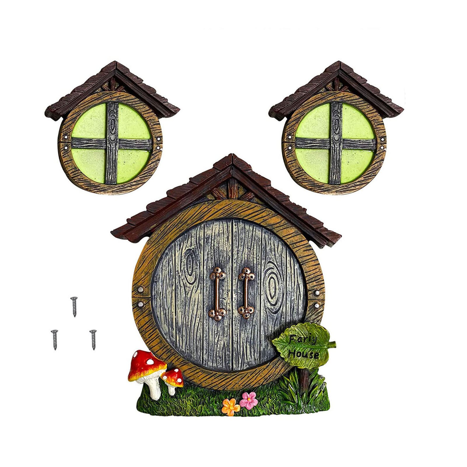 Miniature Fairy Gnome Window Door Elf Home For Yard Art Garden Sculpture Statues Decorations Outdoor Fairy Garden Sculptures