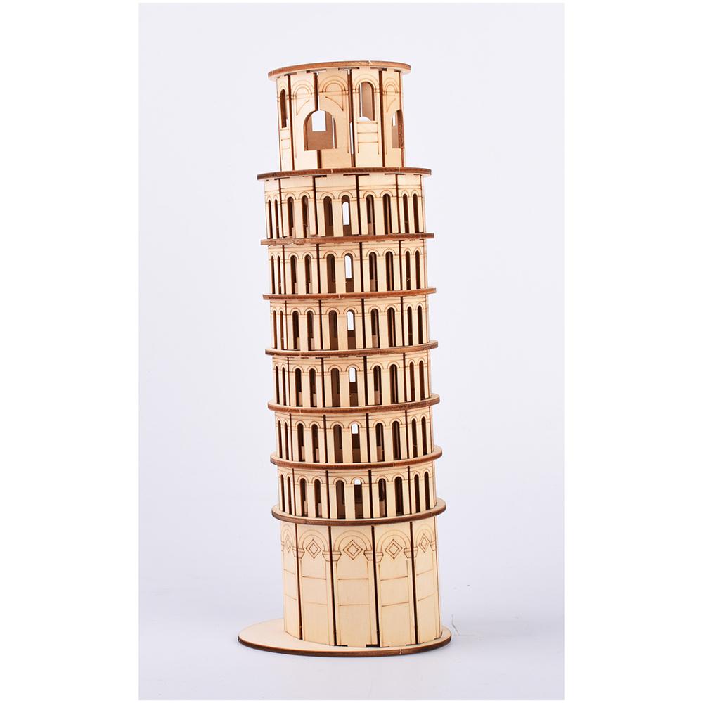 Beroemde Nationale Attracties Hoge Precisie Lasersnijden Puzzel 3D Houten Puzzel Modelbouw Kits-Nederlandse Windmolen: Tower of Pisa