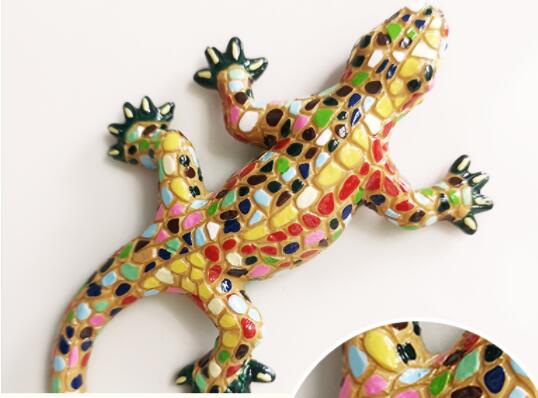 Håndlavet malet spansk mosaik gecko firben 3d køleskabsmagneter turisme souvenirs køleskab magnetiske klistermærker