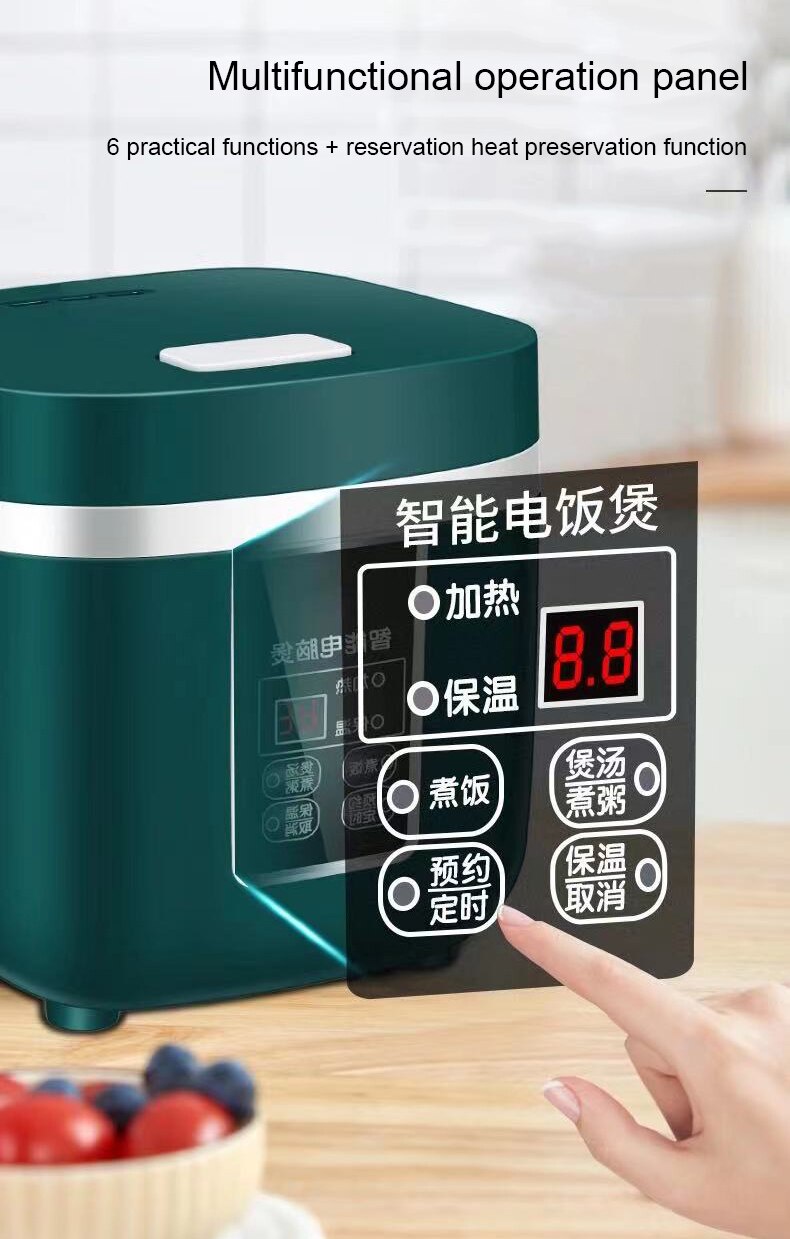 DMWD Mini Rice Cooker Multi-function Single Electric Rice Cooker Non-Stick Household Small Cooking Machine Make Porridge Soup