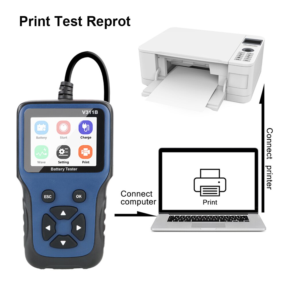 Auto Diagnostic Tool 12V Auto Batterij Oplader Tester Analyzer Analyzer Gereedschap Automotive V311B Auto Opladen Cricut Load Test
