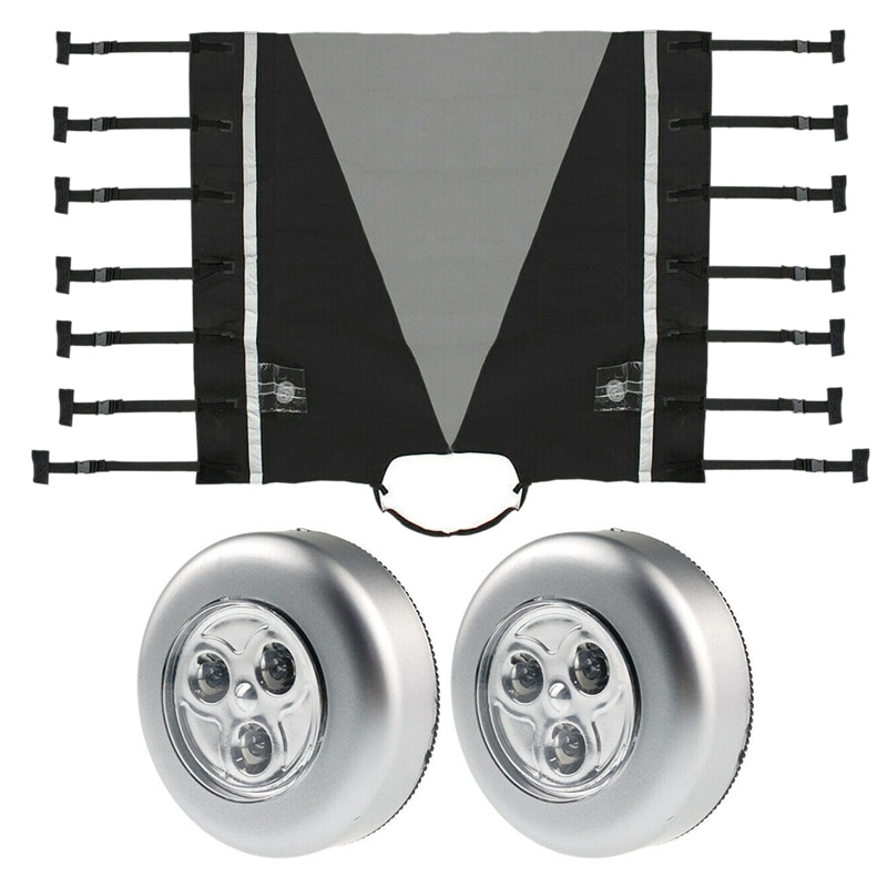 Vandtæt universal campingvogn foran bugsering dæksel hitch cover protector hitch kobling lås dæksel med 2x led beskyttelseslys til rv: Default Title
