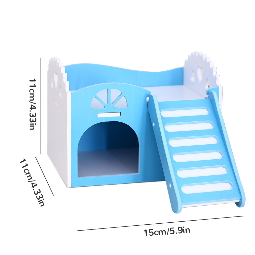 Non-toxic Pet Hamster Wooden House Small Mouse Nest Houses With Staircase Small Animal Living Home Pets Nest
