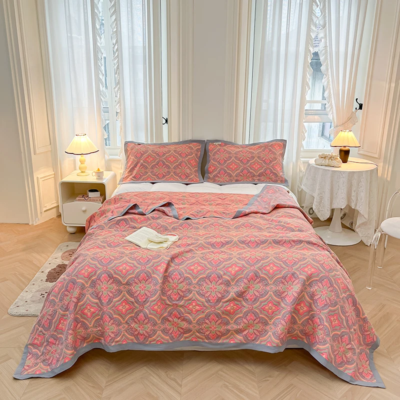 Dubbellaags bedovertrek katoenen deken Jacquard sprei garen geverfde spreien en dekbedden Beddekens Bank Handdoek Lakens: 120x200cm / Bordeaux