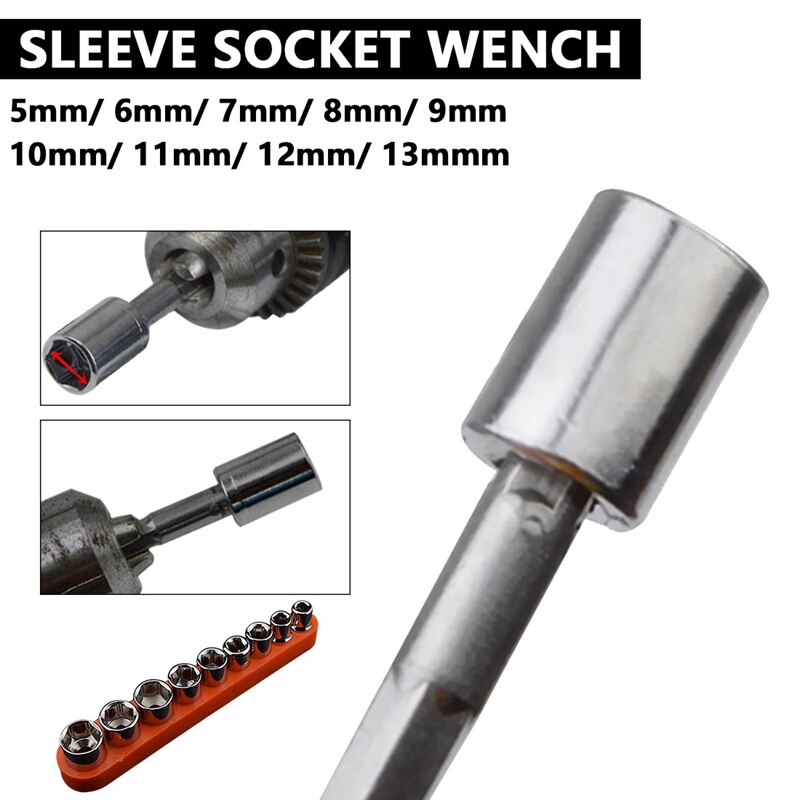 Outils à main 9 pièces/10 pièces 1/4 pouces lecteur hexagonale jeu de clés à douille manchon jeu de clés adaptateur de clé 5/6/7/8/9/10/11/12/13Mm
