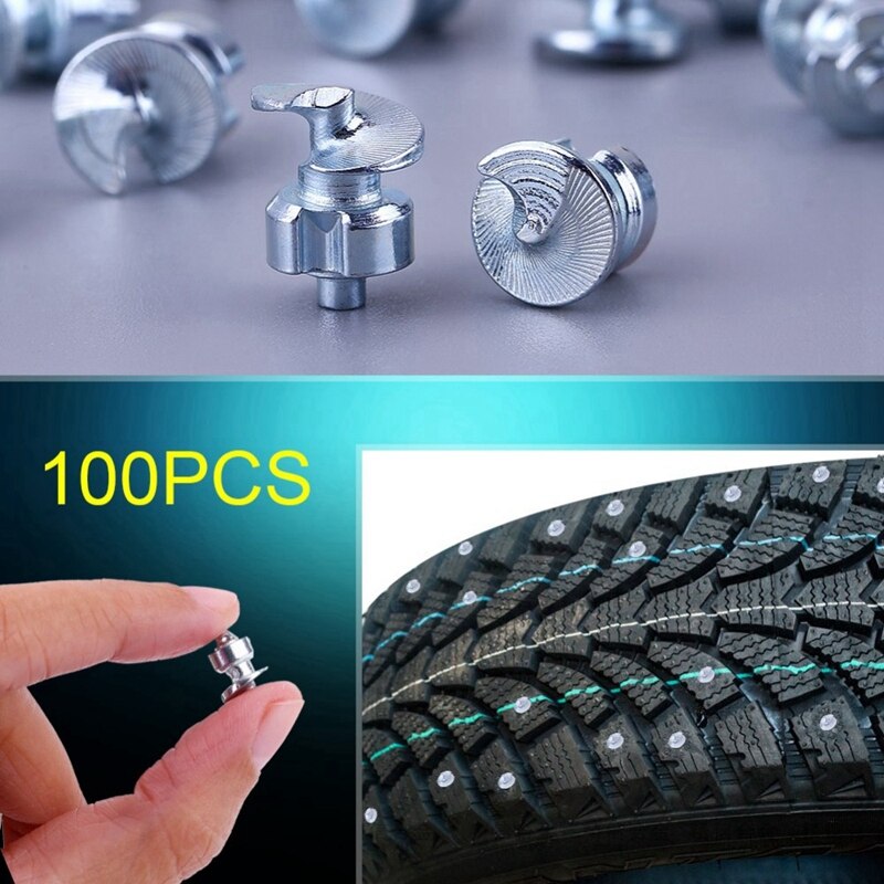 100Pcs Wheel Tyre Stud Screws Winter Snow Tire Spikes with Sleeve for Car ATV Motorcycle Bike Shoes Anti-Slip Screws Accessories