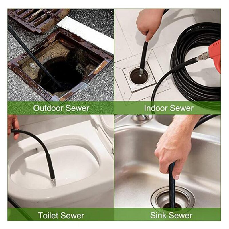 ROUE nettoyeur haute pression furet deboucheur canalisation Tuyau de nettoyage à haute pression pour, 6 ~ 20M, pour égouts et égouts, buses de lavage deboucheur canalisation haute pression pour Huter/Anlu