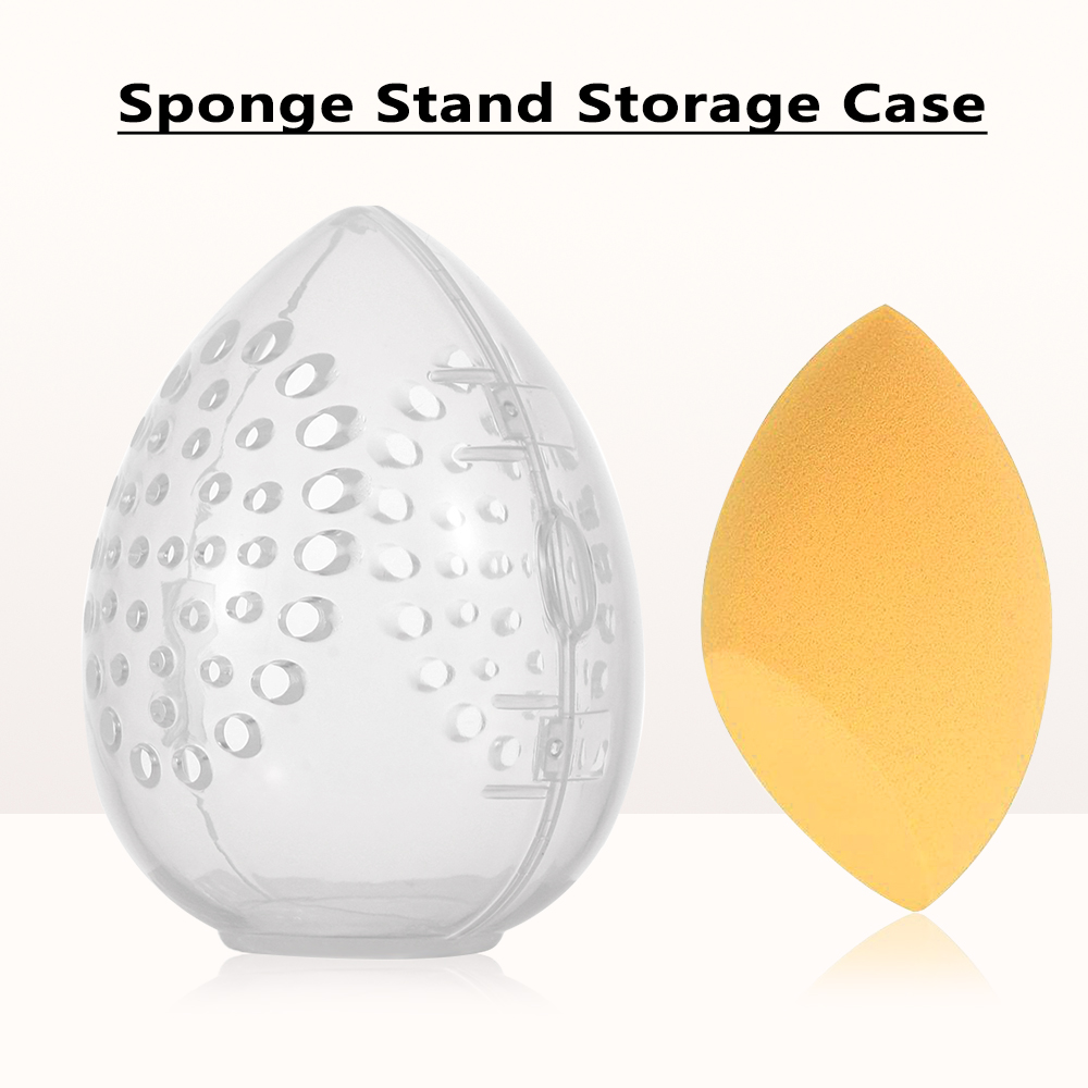 1pcs Sponge Stand Storage Case Makeup Puff Holder Empty Cosmetic Egg Shaped Rack Transparent Makeup Puffs Drying Box