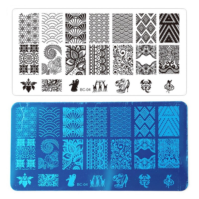 Nail Stamping Plates Set with Clear Jelly Stamper Scrapper Manicure Image Template Tool