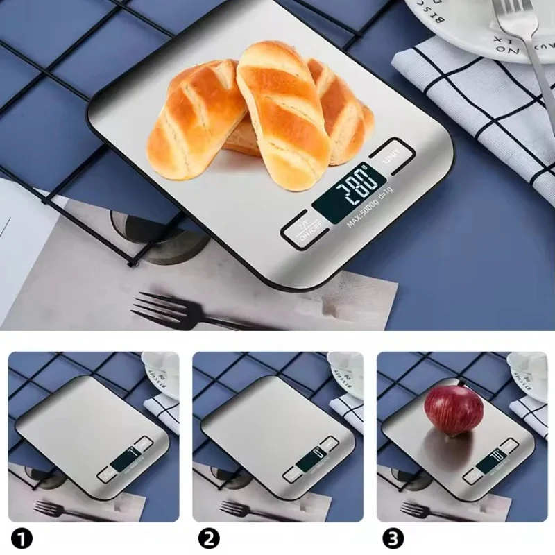 Rustfritt stål panel elektronisk vekt digital kjøkkenvekt led-skjerm 5kg/1g hjem smykker mat snacks veiing bakeverktøy
