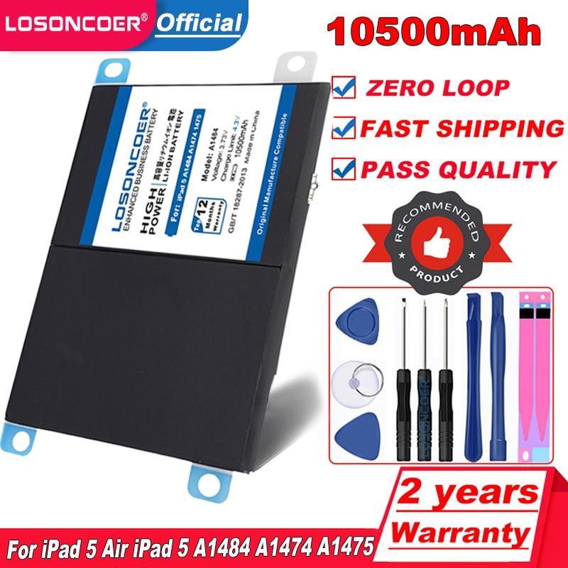 10500mAh A1484 Tablet Battery For iPad 5 Air Air 1 iPad5 A1474 A1475 A1484 A1476 A1822 A1823 A1893 A1954 Replacement Battery