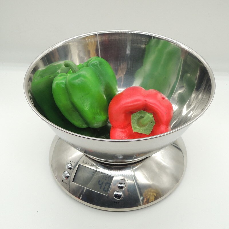 Stainless Steel Kitchen Scale 5kg/1g Electronic Scale Kitchen Food Balance Cuisine Precision Digital Scale With Bowl Cook Tool