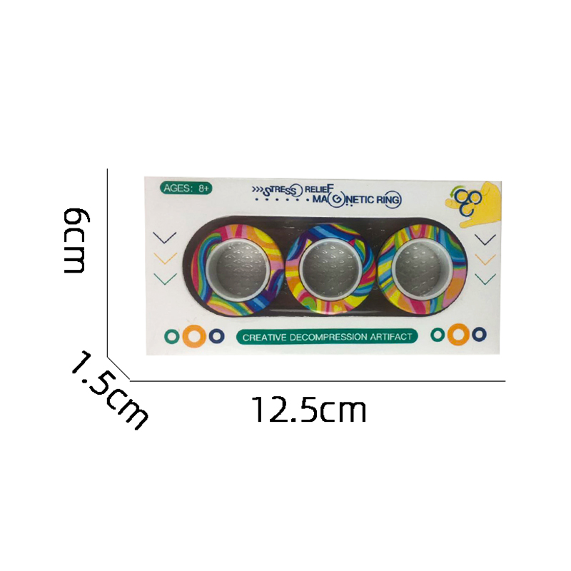 3Pcs Anti-stress Magnetic Rings Magnetic Bracelet Ring Unzip Toy Magic Ring Props Tools Decompression Toys Finger Rings Toy: PURPLE