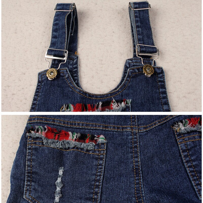 Kids Denim Overalls Jumpsuit Voor Meisjes Gat Gescheurde Jeans Broek Kinderen Denim Bib Jumpsuit Tiener Jeans Broek Jarretel
