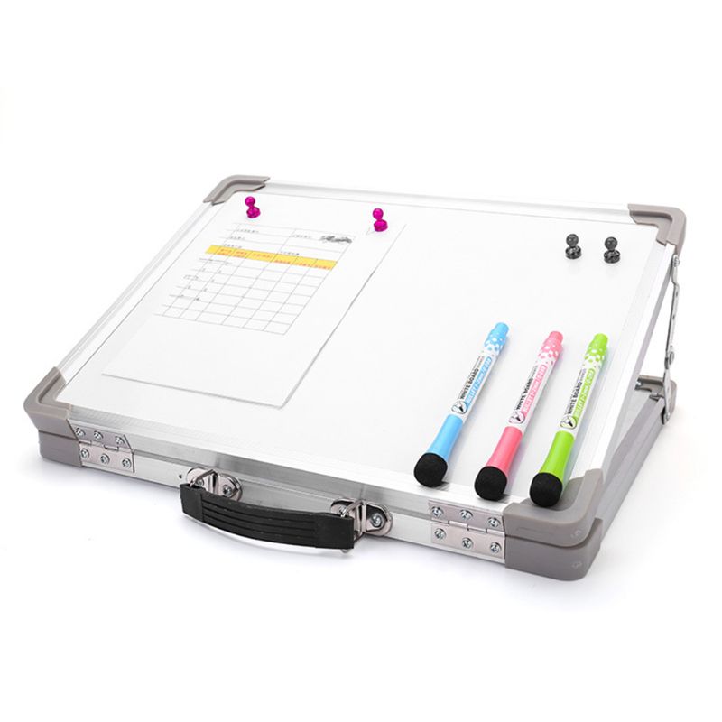 Desktop Foldable Erase Whiteboard Portable Drawing Writing Message Board with Marker Pen Magnetic Buttons School Office Supplies