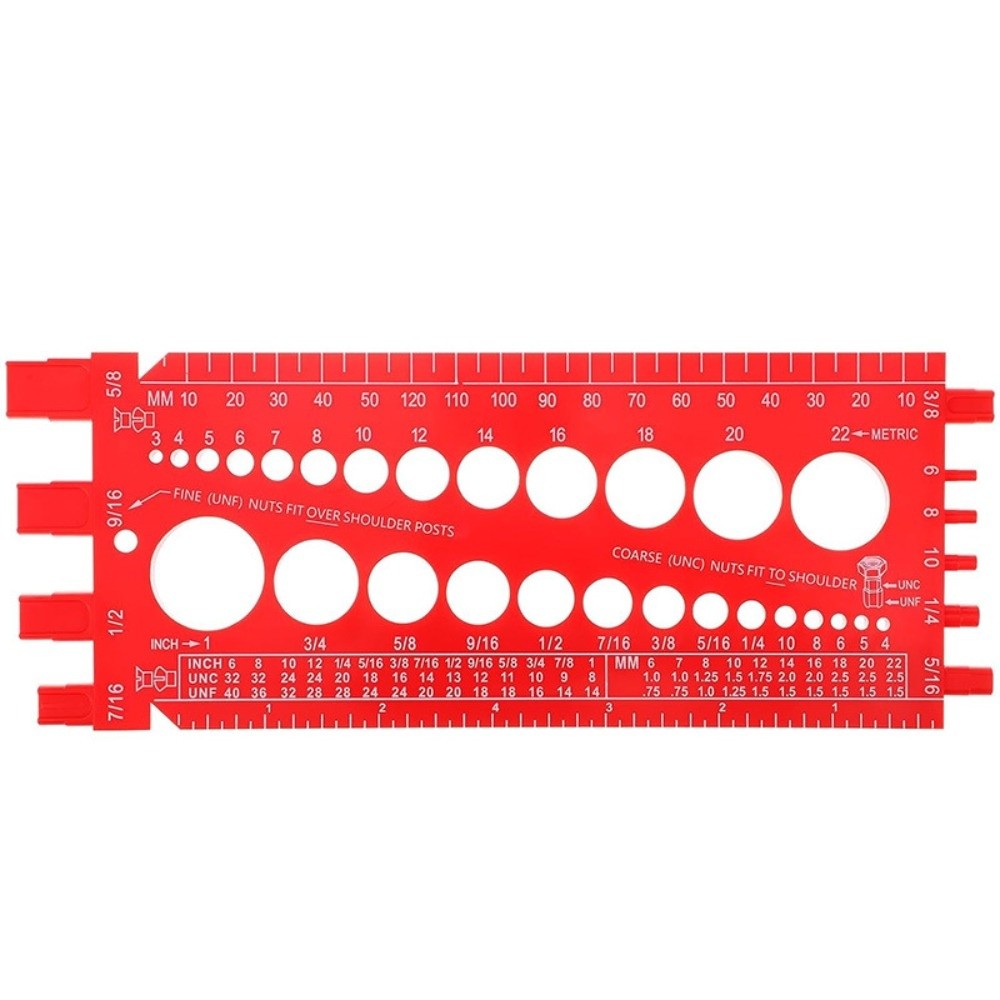 Metric Size Nut Gauge Portable Imperial Standard Bolt Gauges Inch Metric Thread Male Female Gauge Screw Size Measuring Ruler: Silver