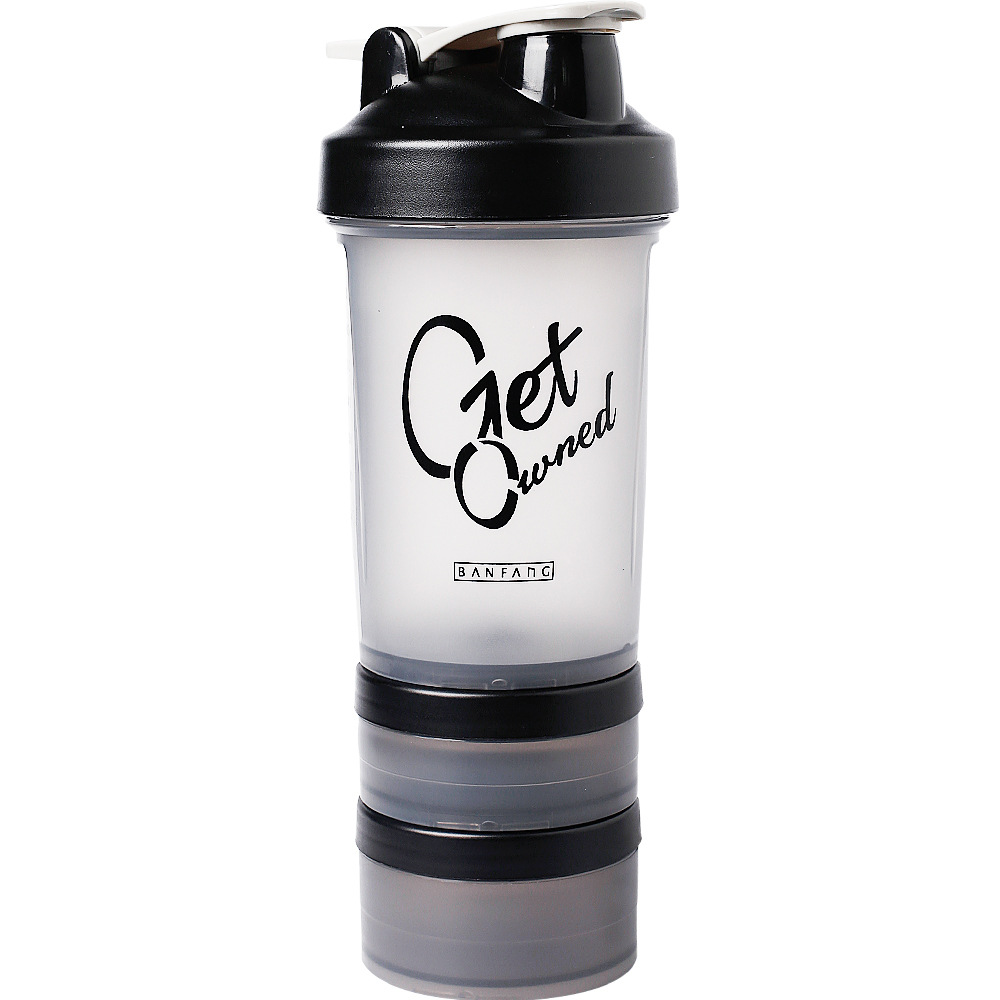 Explosion sport vattenflaskor 500ml protein shaker svart bärbar utomhus läckagesäker plastflaska bpa free