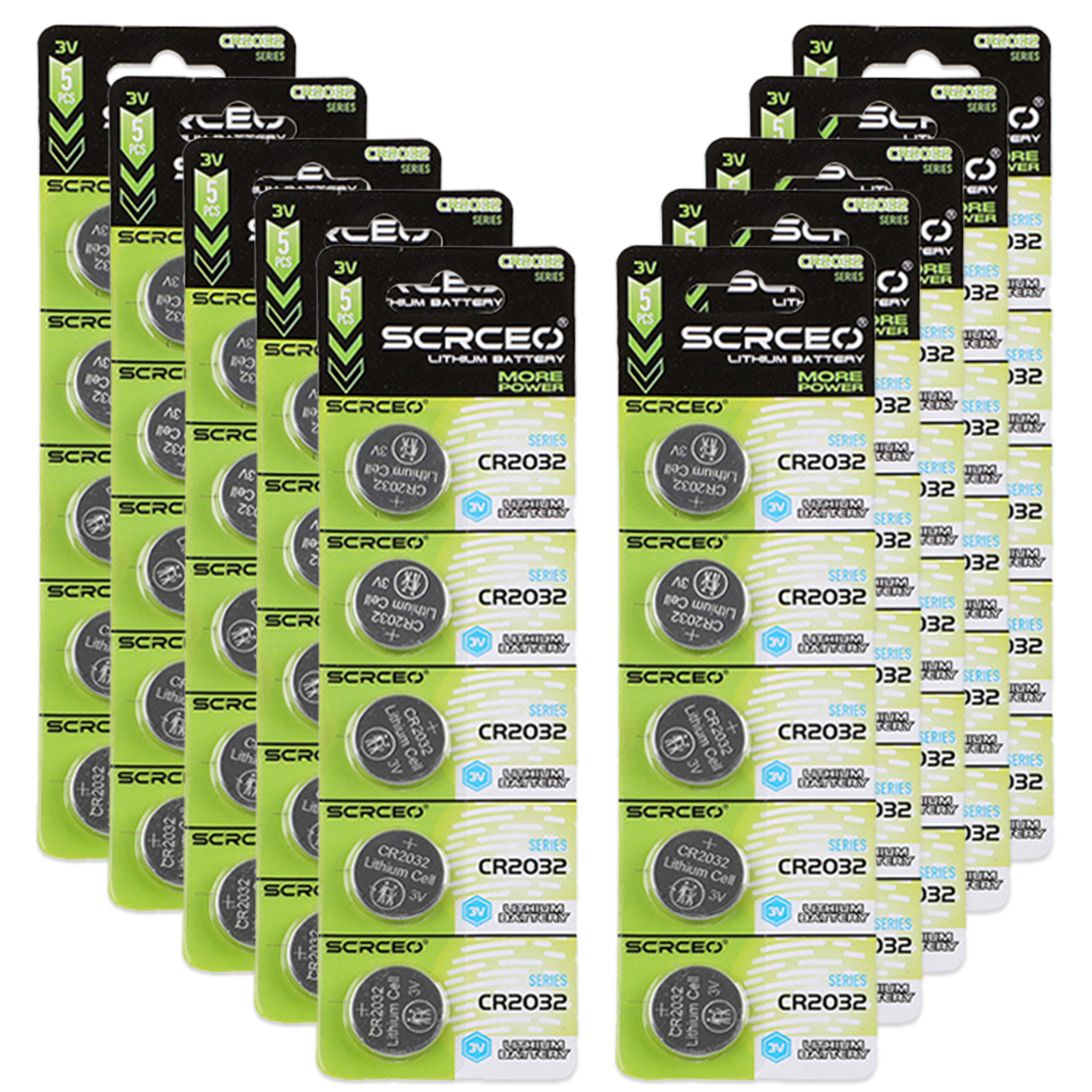 5-100PK CR2032 Batterie a bottone al litio nuovissime e durevoli Sostituisci DL2032 ECR2032 BR2032 Batteria a bottone al litio 3V per orologi giocattoli: Blu