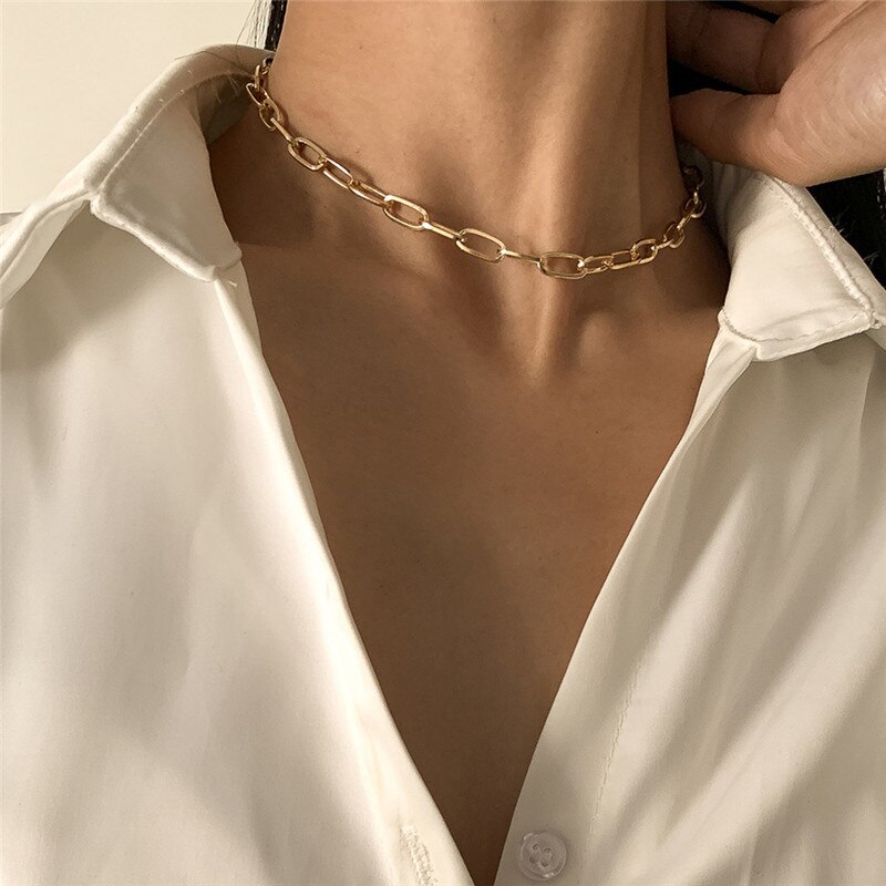 Collier ras du cou en forme de flèche pour femmes, chaîne à maillons en os de poisson plat, couleur or, Simple, à la , bijoux ,: 6