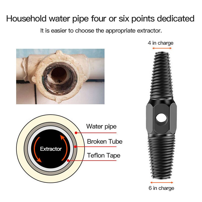 Double-head Triangle Valve Broken Wire Extractor Faucet Universal Tap Screw Extractor Pipe Valve Tap Broken Thread Extractor