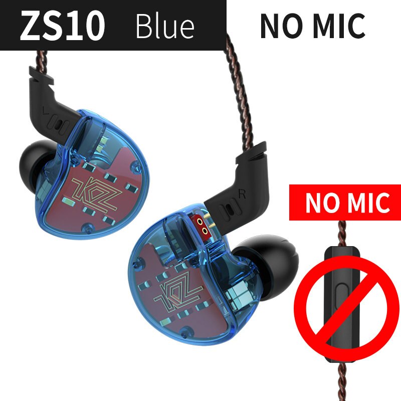 KZ ZS10 Earphones Headphones 4BA +1DD Hybrid technology In Ear Monitor Sport Earbuds Noise Cancelling HIFI Bass Gaming Headset: ZS10Bluenomic