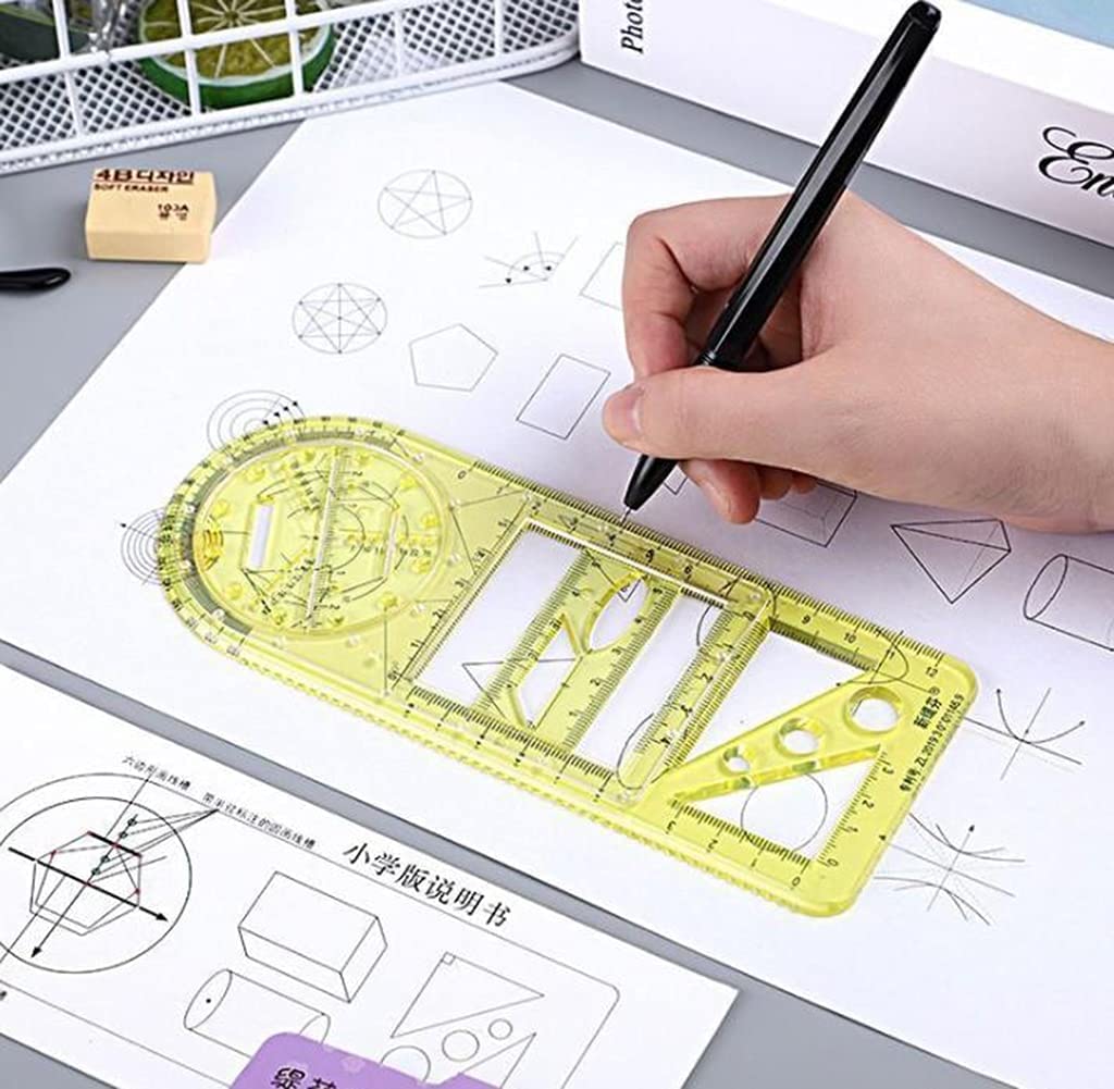 Multifunctional Geometric Ruler Geometric Drawing Template Measuring Tool For School Office Supplies