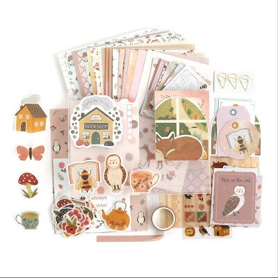 Diy Scrapbooking Sticker Label Masking Craft Tape Literary album series Tape sticker material paper set Decorative Stickers: mo fa sen lin