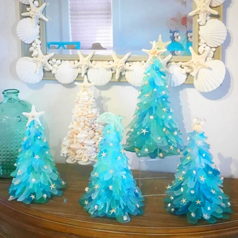 Mini Christmas Tree DIY 20cm Desktop Blue Christmas Tree For Home Santa Clause Merry Christmas Party Decorations