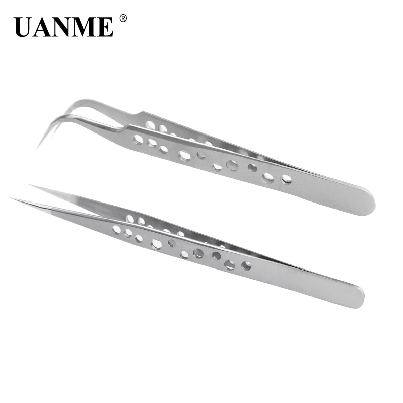 UANME-Pinzas curvas y rectas de precisión recta, de acero inoxidable, antimagnéticas, electrónicas, para herramienta de reparación de teléfonos móviles