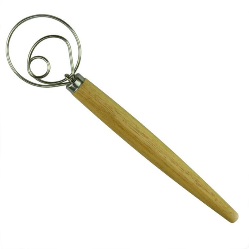 danish bread dough whisk with rubber wooden handle 13 inch length