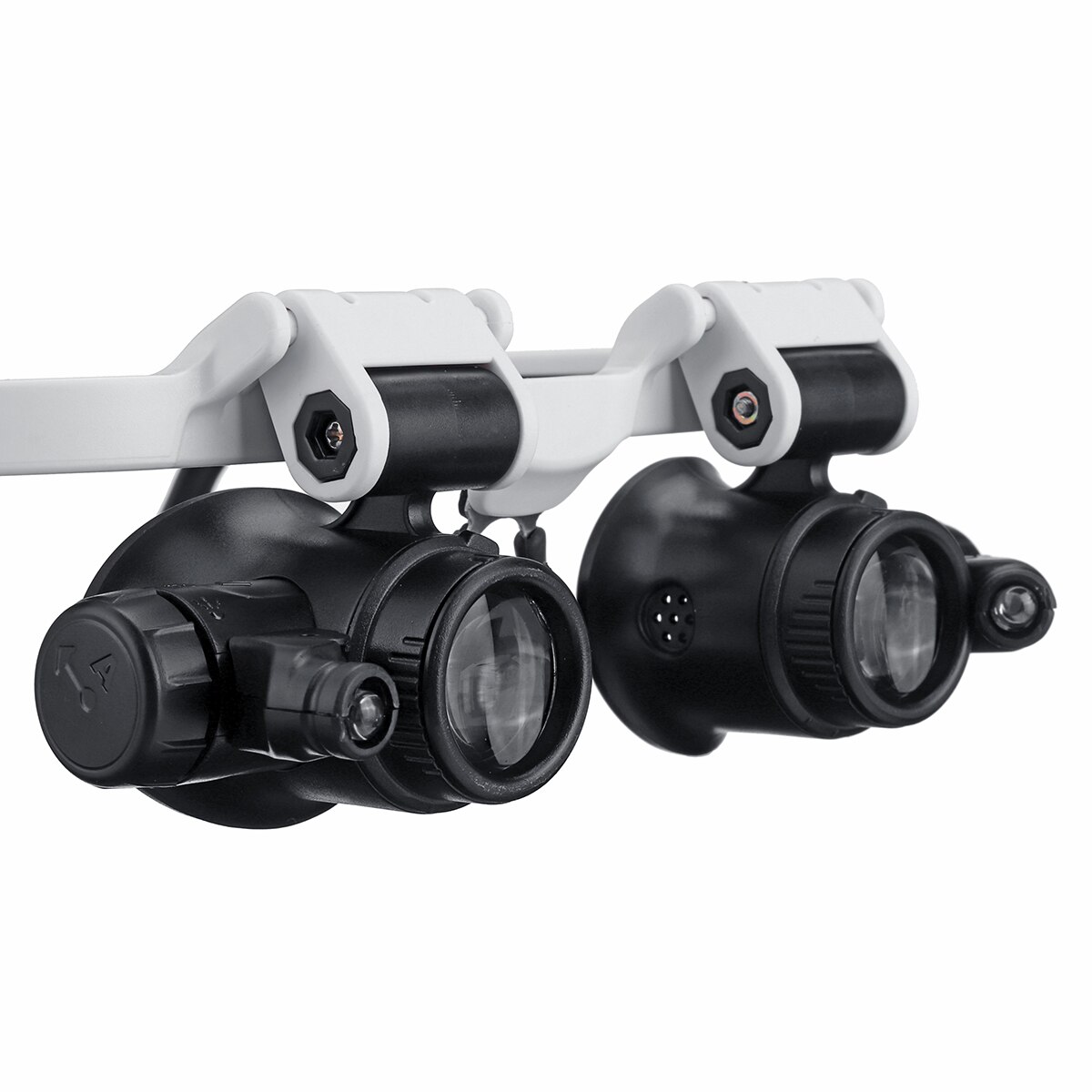 2LED Head-Mounted Illuminating Microscope Headband Repair LED Lamp Light Magnifying Glass with 8x 15x 23x Magnifier Loupe