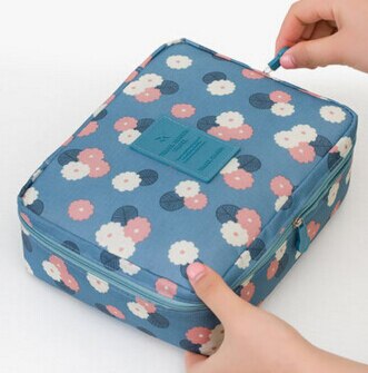 FLYING BIRDS Cosmetic case Makeup bag wash bag Women portable Bag toiletry Storage waterproof Travel Bags LS8973 LM4092fb: blue flower