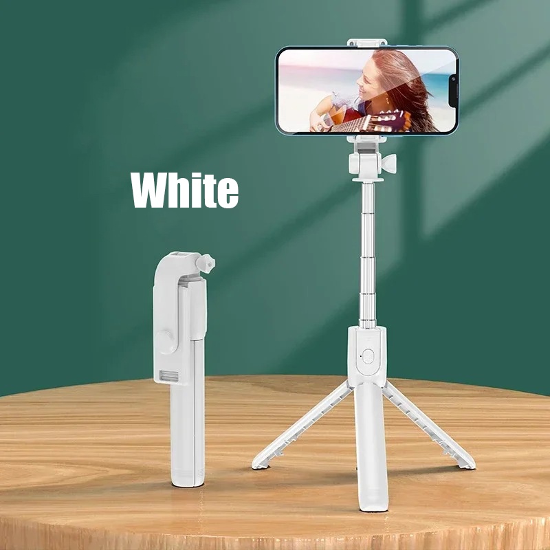 Bluetooth Selfie Stick Draadloos 360° draaibaar statief Afstandsbediening Sluiter Invullicht Multifunctionele intrekbare standaard: Blauw