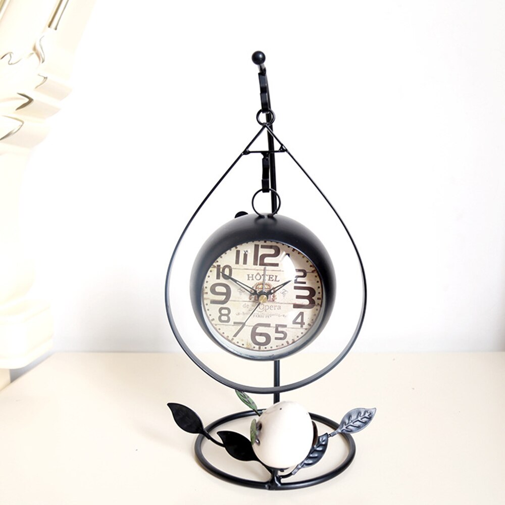 Silent Clock Retro Iron Art Alarm Clock Interior Clock Decor Handicrafts Bird Desk Clock Living Room Bedroom Clock: Black