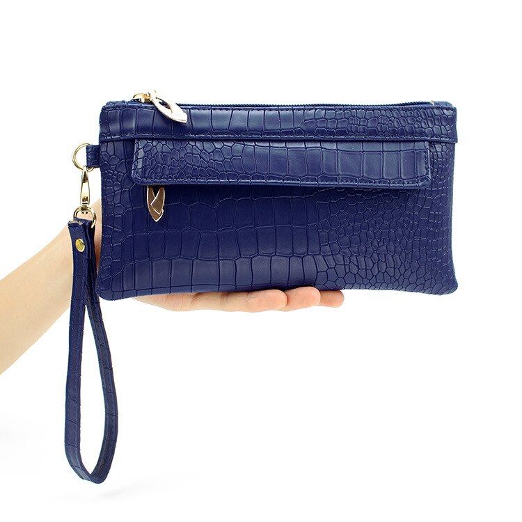 Mara's Dream Candy Color PU Leather Women Bag Day Clutches Women Envelope Bag Clutch Evening Bag Female Handbag Wristlets Bags: E Royal Blue