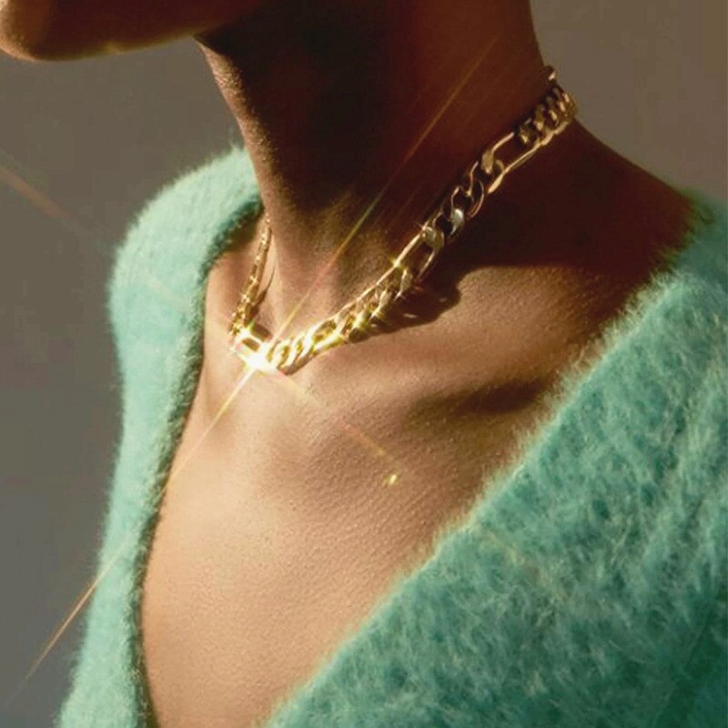 Gothic Punk Metal Multi Layer Dikke Ketting Choker Ketting Voor Vrouwen Mannen Gold Streetwear Sieraden Vrouwelijke Chocker Collier: OV5163101