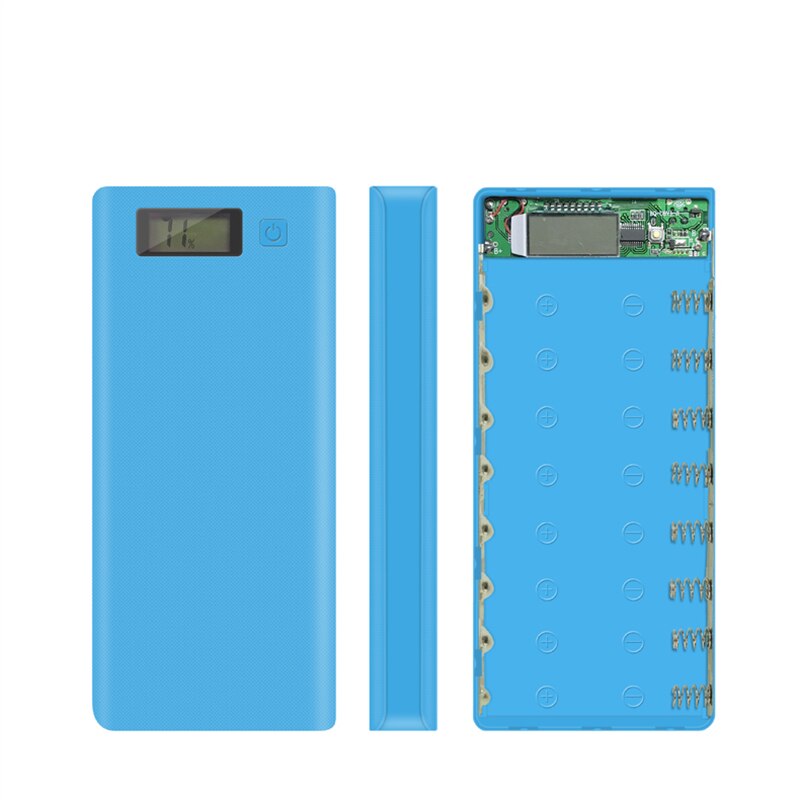 8x18650 Flashlight Battery Charger Box Power Bank Holder DIY Shell Case Dual USB 18650 Battery Shell Storage Organize: Blue