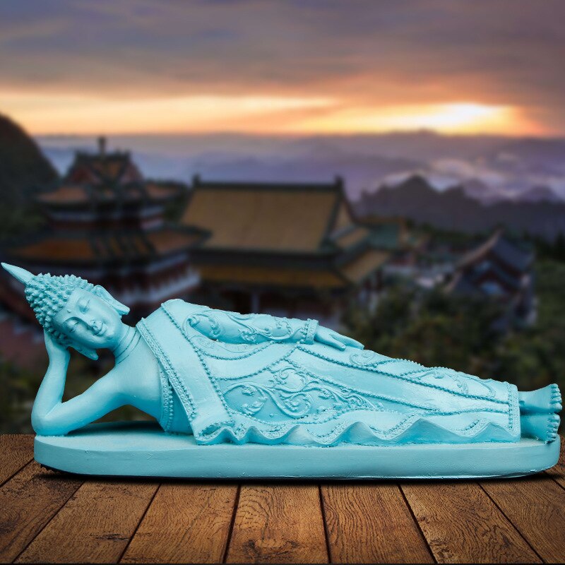 [vip] thailand blå buddha statue ornamenter indisk buddha skulptur feng shui harpiks tilbehør til hjemmedekorasjon
