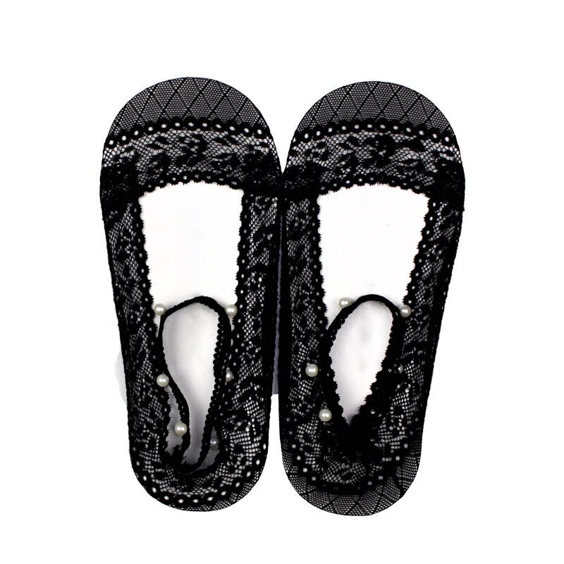 Calcetines cortos transpirables de encaje Floral para mujer, medias finas suaves de estilo coreano, con perlas, para primavera y verano, 1 par