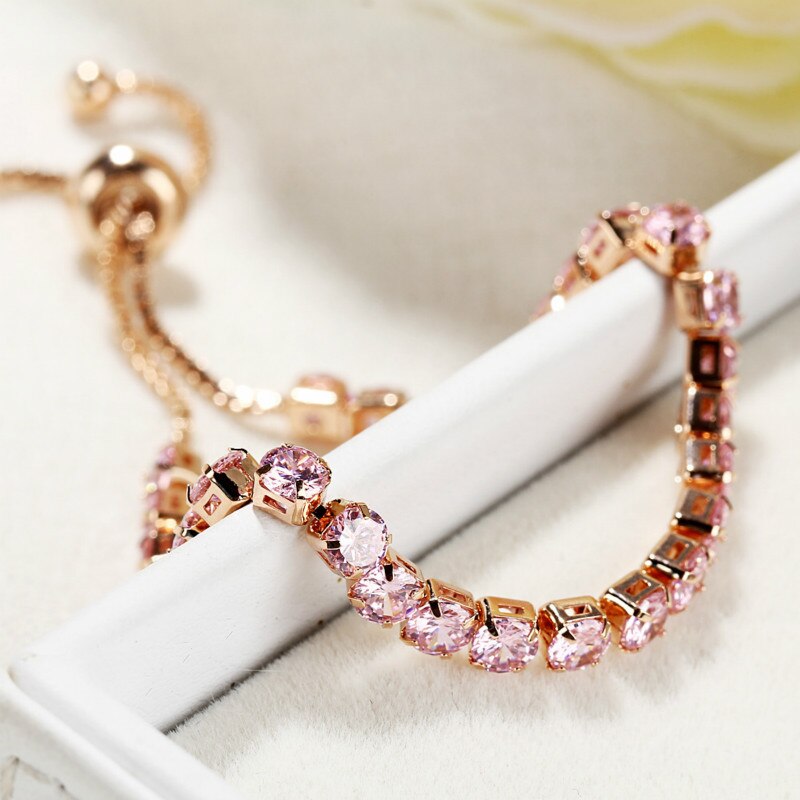 CHUHAN European and American Inlaid Crystal Push-pull Bracelet Ladies Single Row Jewelry