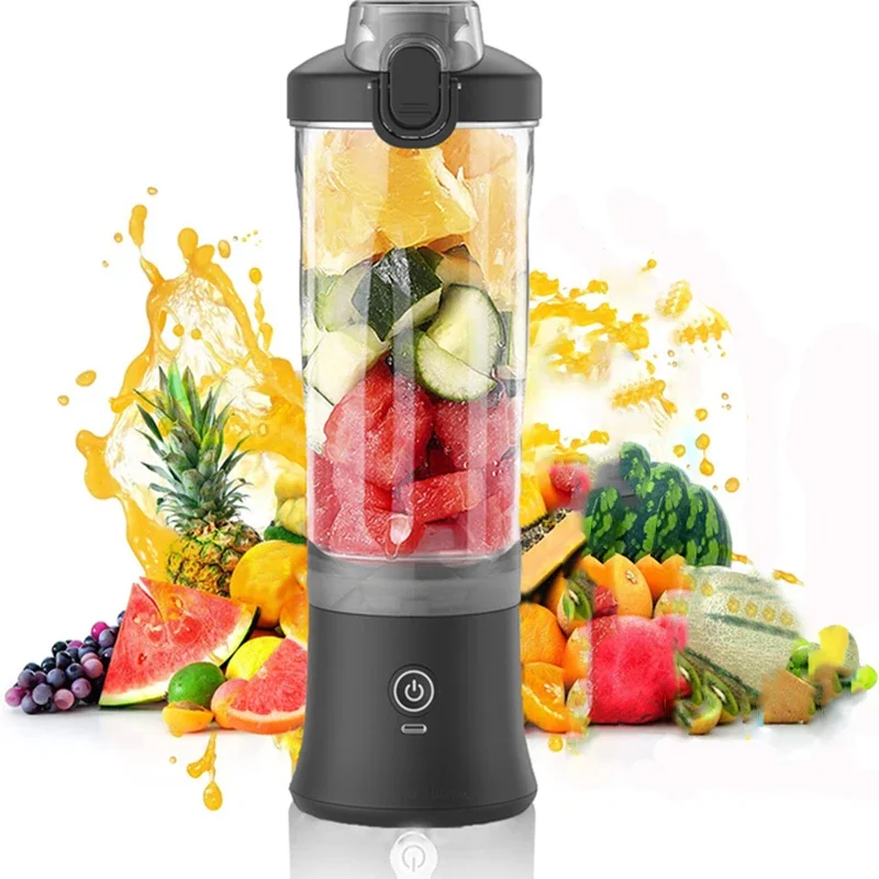 Bärbar mixer med 600ml elektriska juicepressar, fruktmixers, 4000 mah usb-anslutning, smoothie, minimixer, personlig juicepress, färgglad: Gul