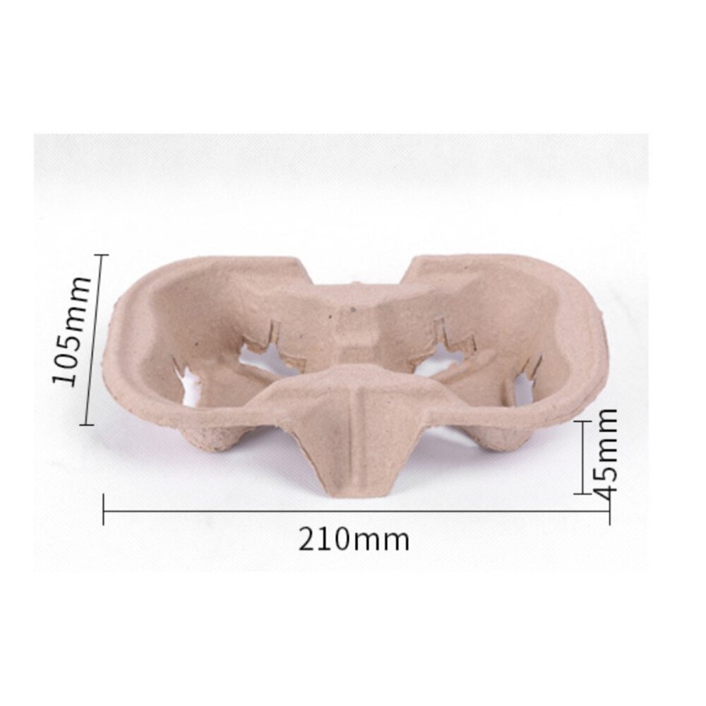 20PCS Disposable Paper Pulp Cup Tray Eco-friendly Paper Coffee Holder Takeout Coffee Milk Tea Paper Tray Portable 2 Cups Drink C