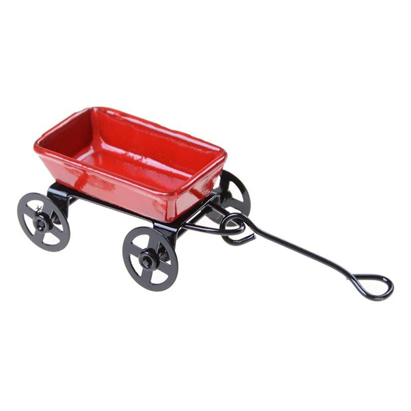 1pc Iron Mini Cart Miniature Accessory Mini Scene Accessory Mini Trolley Toy